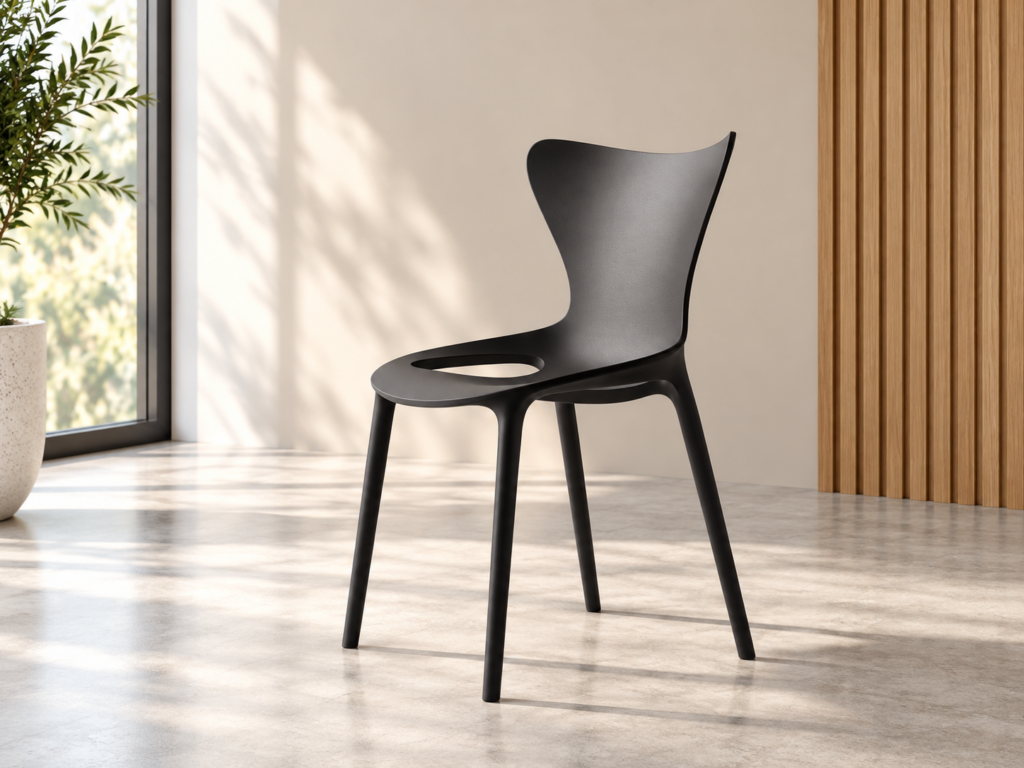 Chaise polyvalente noire pour espaces professionnels